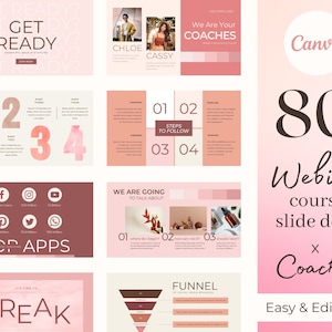 80 Webinar Online Course, Slide Deck Presentation, Online Course Creator, Slide Deck Keynote, Branding Coach, Social Media, Canva Editable