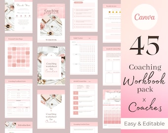 Sjabloon lifecoaching-werkboek: 45 pagina's coachingsprogramma (bewerkbaar in Canva)