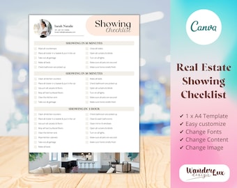 Real Estate Home Showing Checklist, Realtor Marketing, Seller Checklist, Property Seller, Listing Presentation, Minimalist, Canva Template