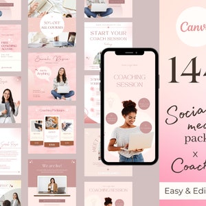 Instagram Post for Coaches, Life Coach Social Media Templates, Coaching Program, Pink Blogger, Engagement Booster, Business Boosting, Canva