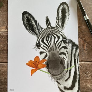 Hand painted Zebra Print from an original  Watercolour Painting that I created