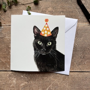 Geburtstagskarte Katze | Schwarze Katze Karte