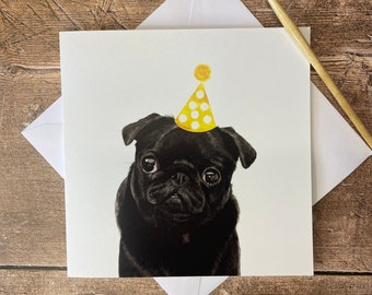 Pug  Birthday Card | Black Pug Birthday Card