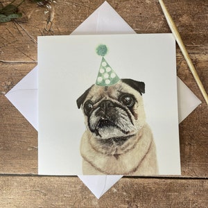 Mops Geburtstagskarte | Rehkitz Mops Geburtstagskarte