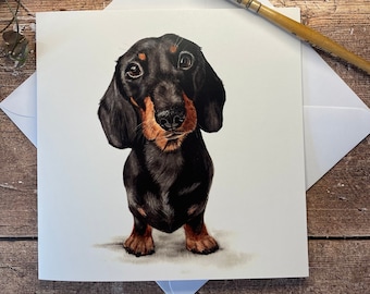 Watercolour Dachshund Card