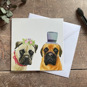Bullmastiff Hochzeit / Bullmastiff Jubiläumskarte | Bullmastiff Verlobungskarte