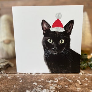 Cat Christmas Card Black Cat Card 1 card