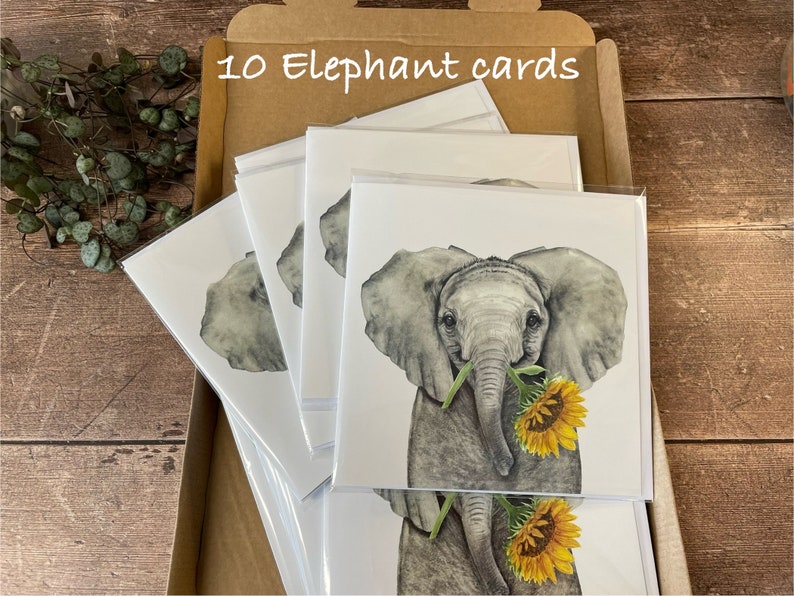 Elephant Card Elephant Thank You Card Elephant Good luck Card Any Occasion Card 10 cards