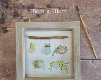 Framed seaglass & watercolour picture