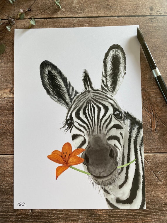 Hand painted Zebra Print from an original  Watercolour Painting that I created