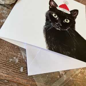 Cat Christmas Card Black Cat Card 2 cards