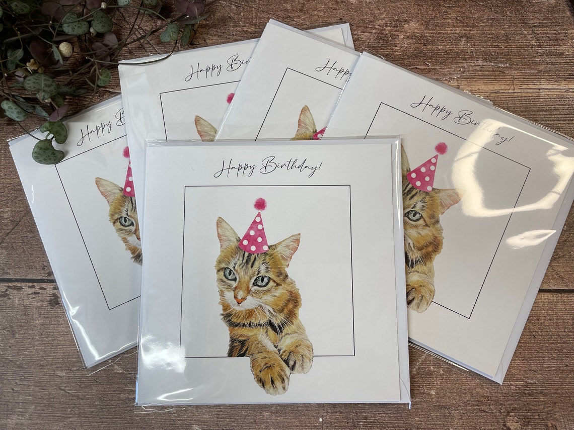 Cat Birthday Card | Tabby Cat Card - Etsy UK