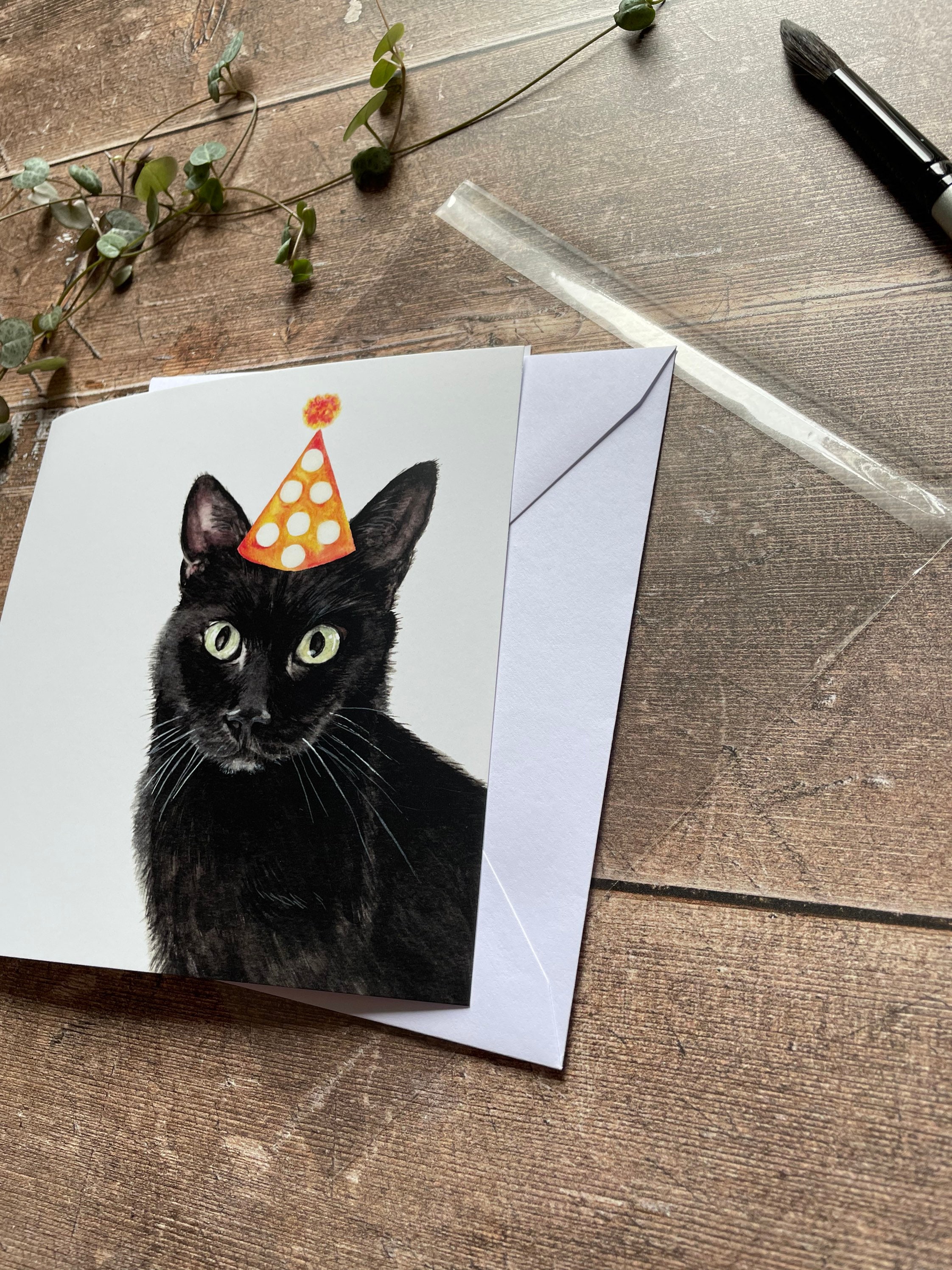 Cat Birthday Card | Black Cat Card - Etsy UK