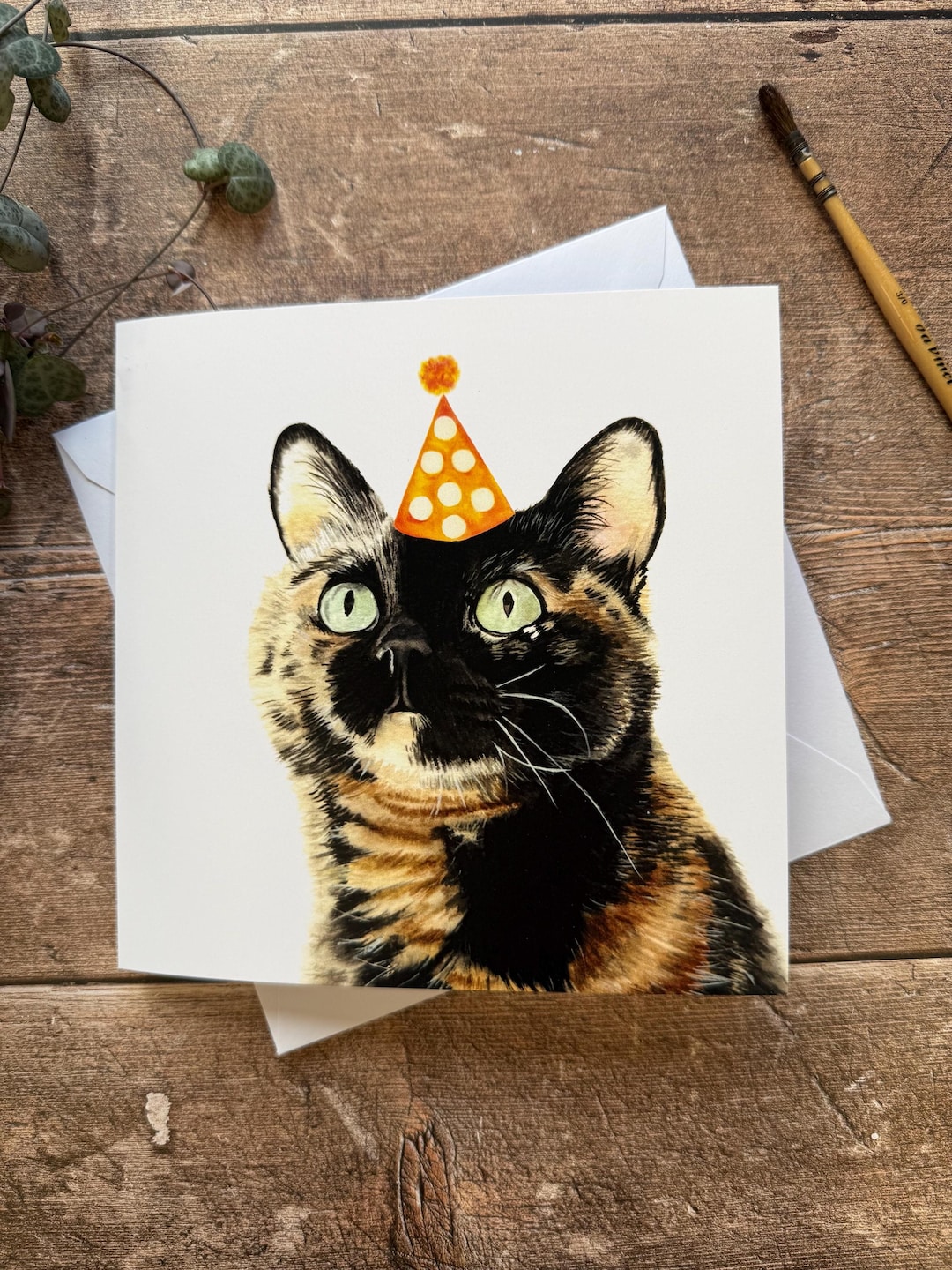 Cat Birthday Card | Tortoise Shell Cat - Etsy