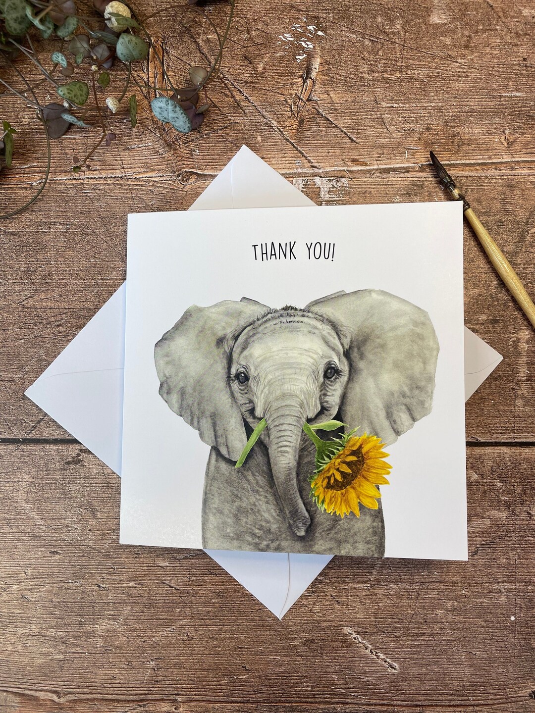 Elephant Thank You Card - Etsy