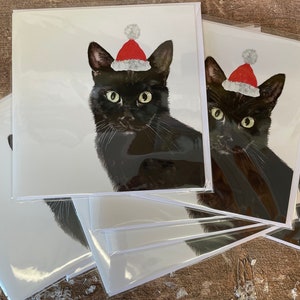 Cat Christmas Card Black Cat Card 10 cards
