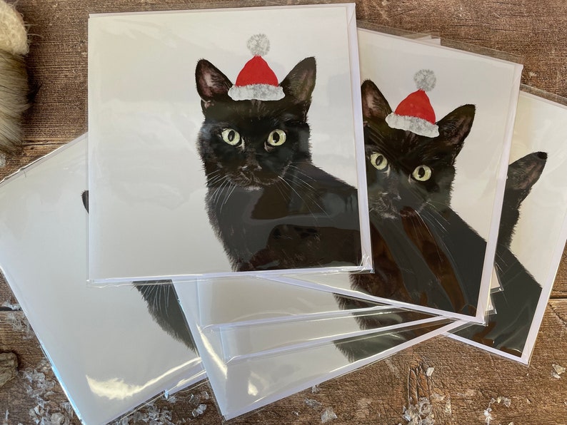 Cat Christmas Card Black Cat Card 10 cards