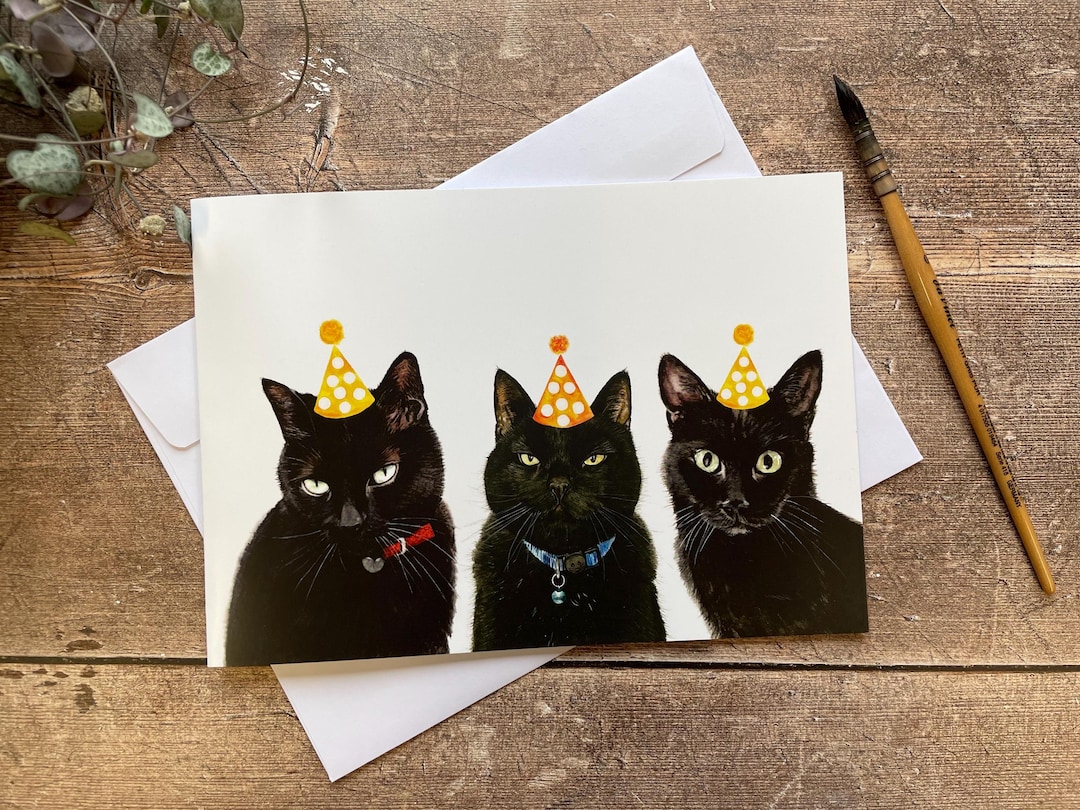 Cat Birthday Card | Black Cat Card - Etsy