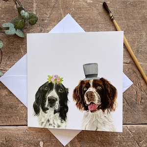 Trouwkaart/verjaardag springerspaniël | Verlovingskaart springer-spaniël | Springerspaniëlkaart| Hondentrouwkaart