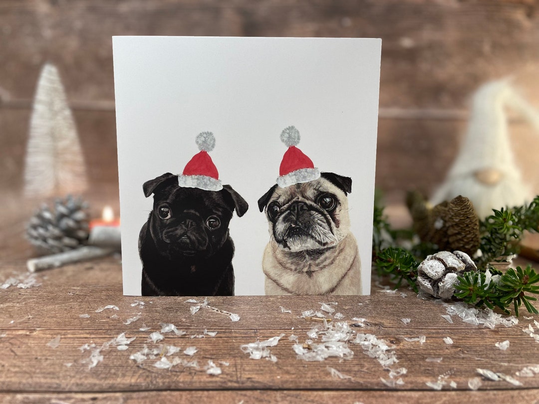 Pug Christmas Card - Etsy