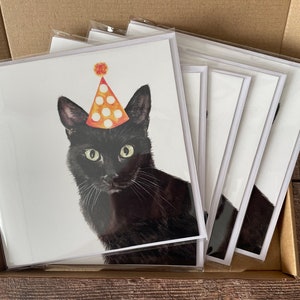carte d'anniversaire de chat | Carte Chat noir 5 cards