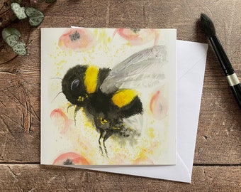 Poppy & Bee Watercolour Card