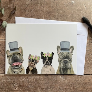 Französische Bulldogge Hochzeitskarte | Französische Bulldogge Jubiläumskarte | Französische Bulldogge Verlobungs Karte