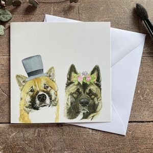 Carte de mariage d'Akita/carte d'anniversaire d'Akita | Carte de fiançailles Akita