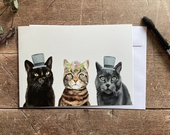 Cat wedding Card | Cat Anniversary Card | Cat Engagement Card