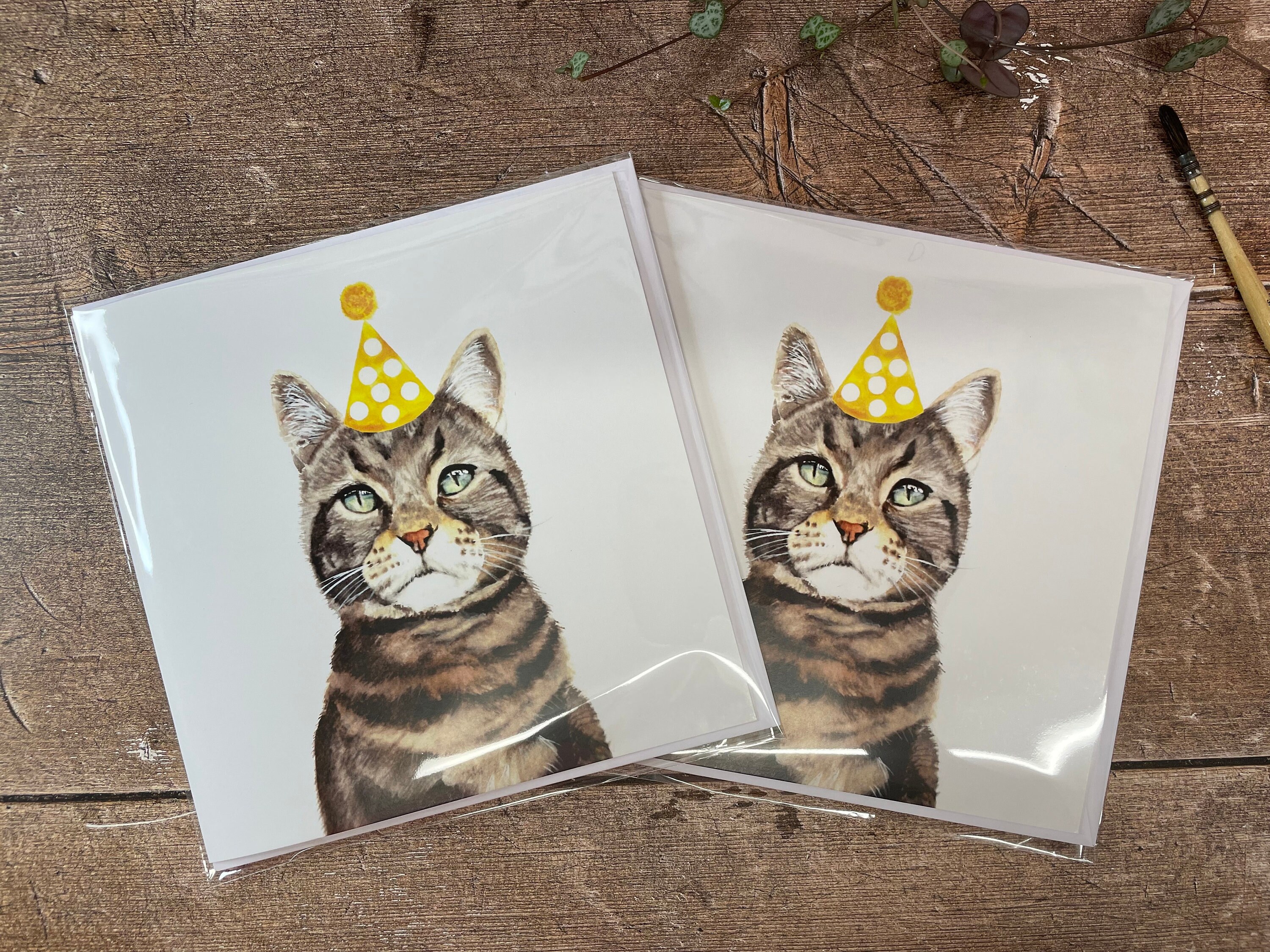 Cat Birthday Card | Tabby Cat Card - Etsy