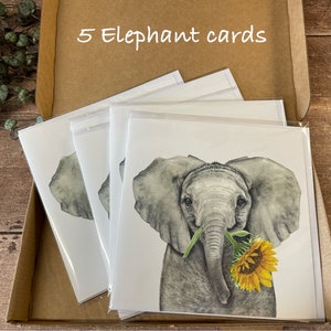 Elephant Card Elephant Thank You Card Elephant Good luck Card Any Occasion Card 5 cards