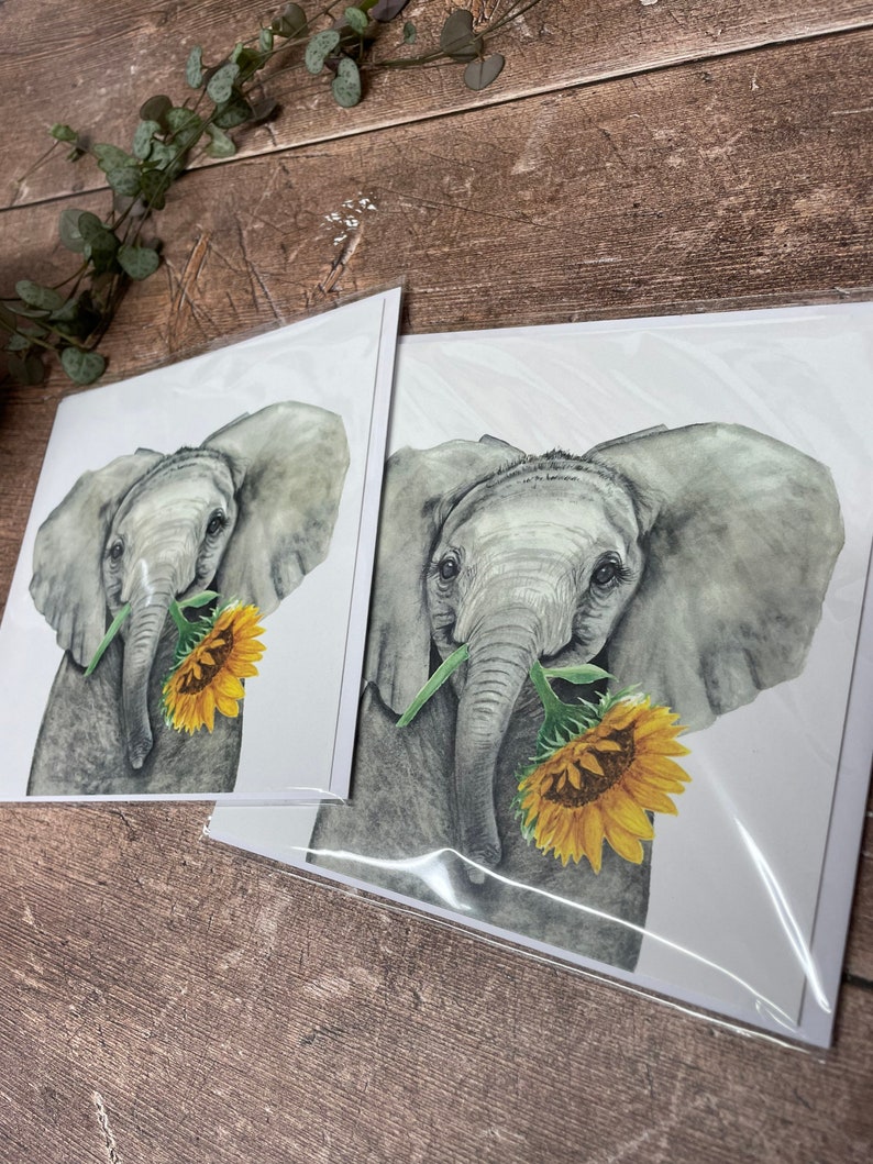 Elephant Card Elephant Thank You Card Elephant Good luck Card Any Occasion Card 2 cards