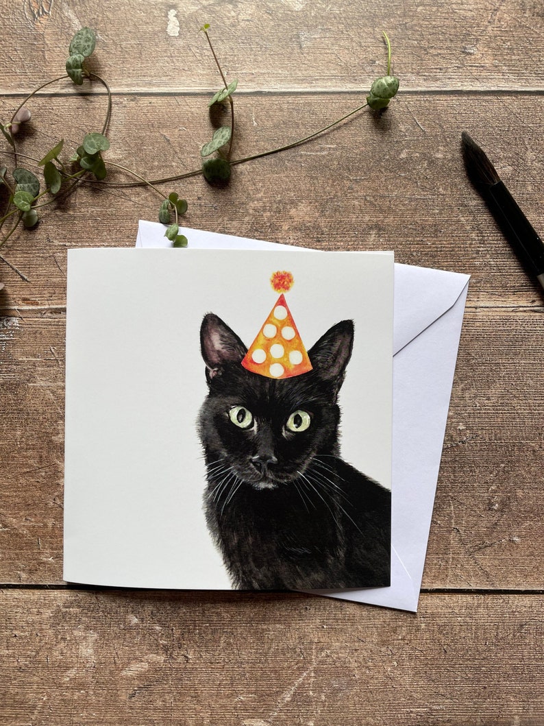 carte d'anniversaire de chat | Carte Chat noir 1 card