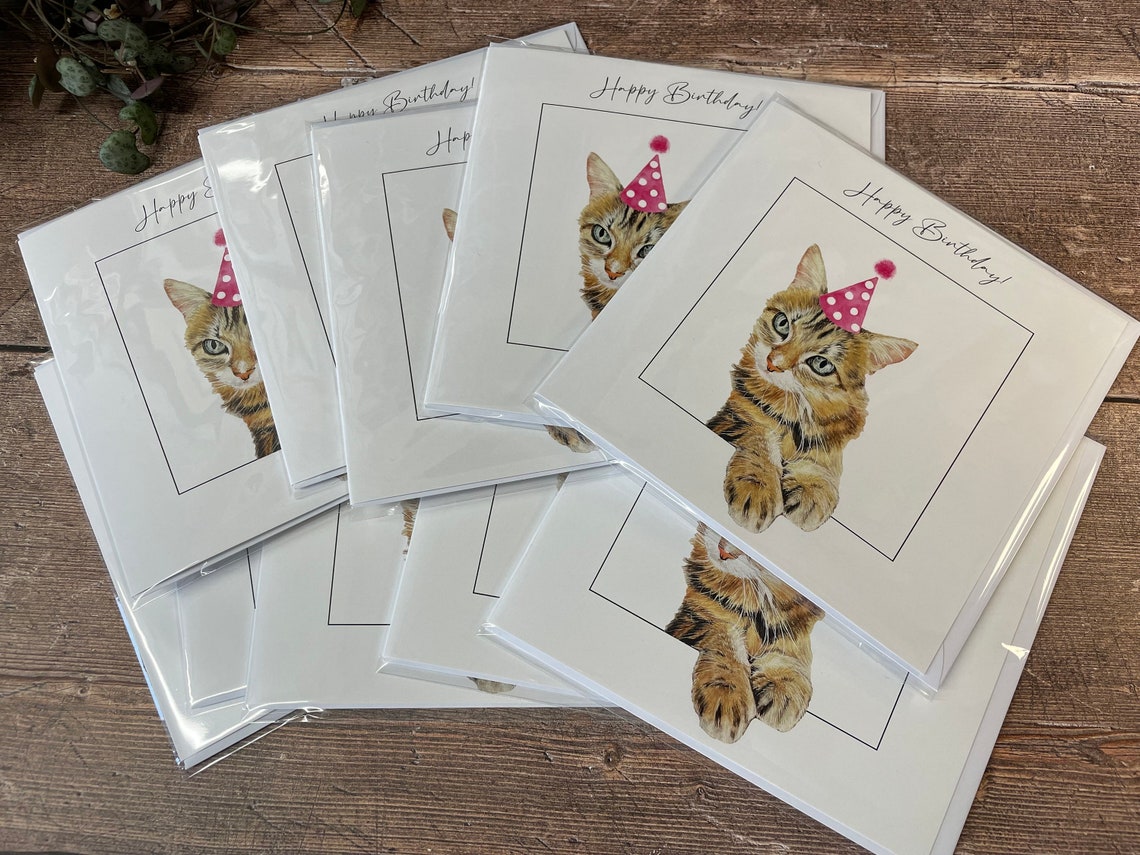 Cat Birthday Card | Tabby Cat Card - Etsy UK