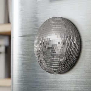 Disco Ball Round Magnet, Funky Silver Fridge Magnet, Fun Refrigerator Dance Party Kitchen Office Locker Decor Favors