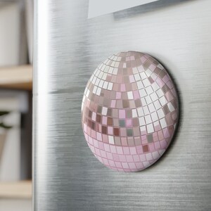 Pink Disco Ball Button Magnet, Round Magnet, Fridge Magnet, Disco Ball Decor, Disco Dance Party Decor
