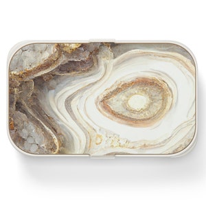Bento Box for Adults, Crystal Geode, Japanese Lunch Box, Geode Art, Boho Lunch Box, Asian Bento Box for Kids, Earthy Aesthetic Desk Decor