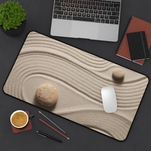 Zen Sand Garden Desk Pad, Buddhist Meditation Mouse Pad Table Mat, Unique Keyboard Mousepad Work Gaming Office Cubicle Desktop Accessories