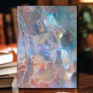 Abalone Hard Backed Journal, Mother of Pearl Lined Notebook, Sea Shell Abstract Rainbow Ocean Seashell Coastal Beach Aesthetic Writing Book