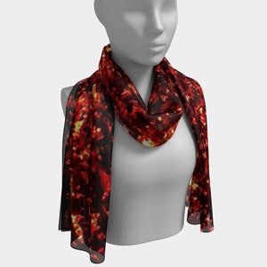 Fire 100% Mulberry Silk Long Scarf in 2 sizes, Abstract Burning Fire Embers Neck Head Habotai Scarves Rave Festival Burning Man Accessories