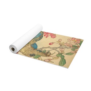 Japanese Flowers and Birds Yoga Mat, Vintage Kacho-E Bairei Painting Pilates Mat, Exercise Workout Self Care Floor Mat Yogi Yoga Supplies