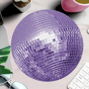 Lila Disco Kugel Runde Maus Pad, lustige Neuheit Schreibtisch, Disco Party Büro Zubehör, Tanz Kabine Dekor, Spielspaß, Teen Student Geschenk