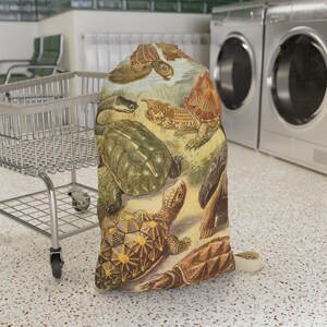 Turtles and Tortoises Laundry Bag, Turtle Draw String Bag, Turtle College Teen Gift, Large Drawstring Bag, Sea Turtle Wash Bag, Hamper Bag