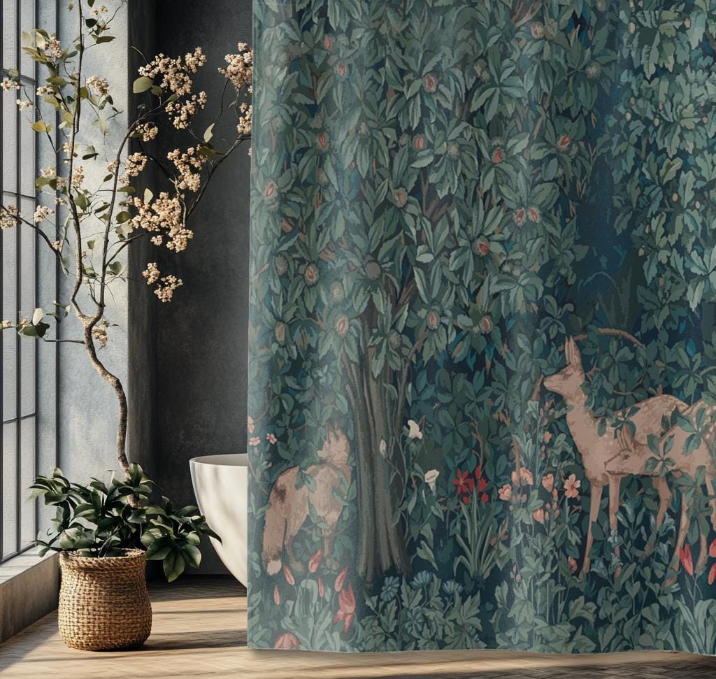 Cortinas retro árboles - Etsy México, image size:1024x971