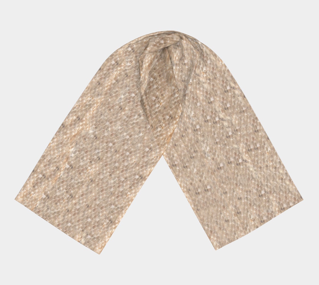 Silk Gold Long Scarf, Snakeskin Print Mulberry Silk Scarf Women, Snake