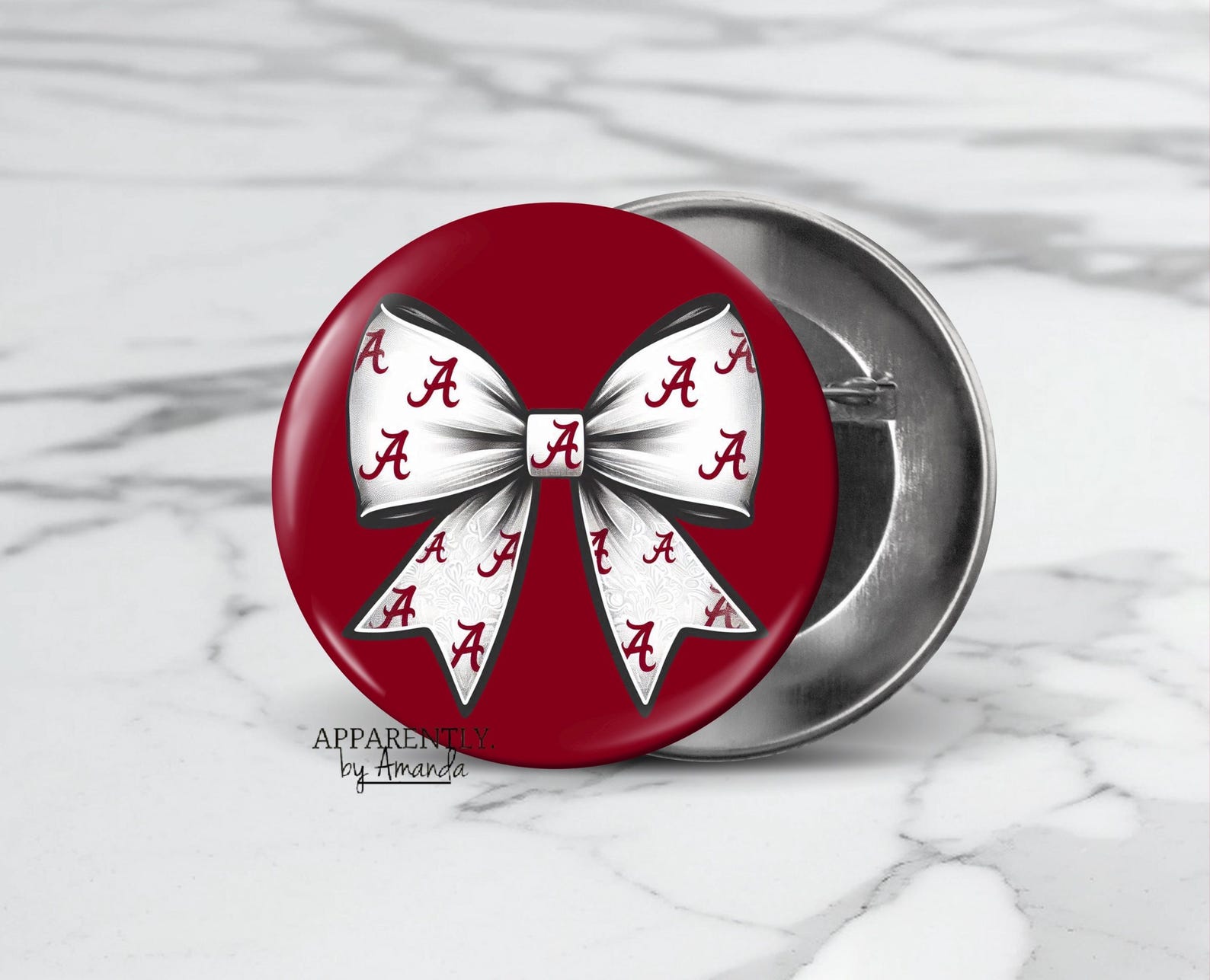 Alabama Bow Coquette Style- Alabama Game Day Button/pin - Etsy