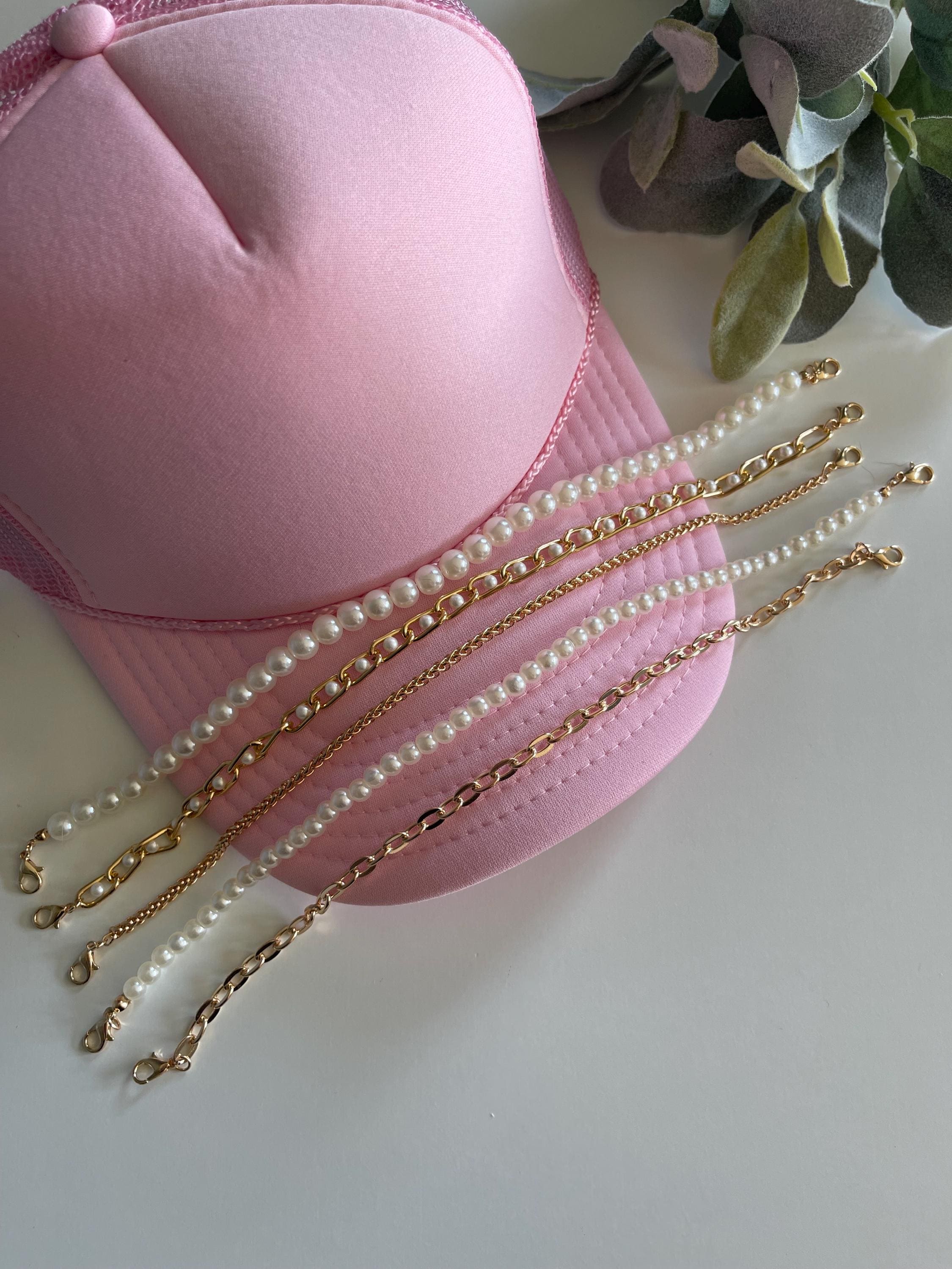 Trucker Hat Chain Accessory | Gold + Pearl Collection | ADD ON ONLY