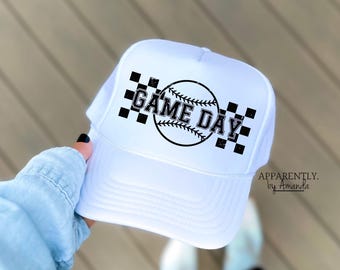 Game Day Checkered Baseball | Trendy Baseball SnapBack Adjustable Trucker Hat