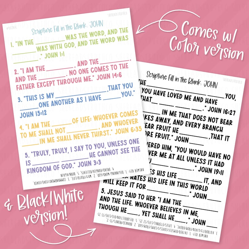 PRINTABLE Gospel BIG Bundle Scripture Fill in the Blank, Scripture ...