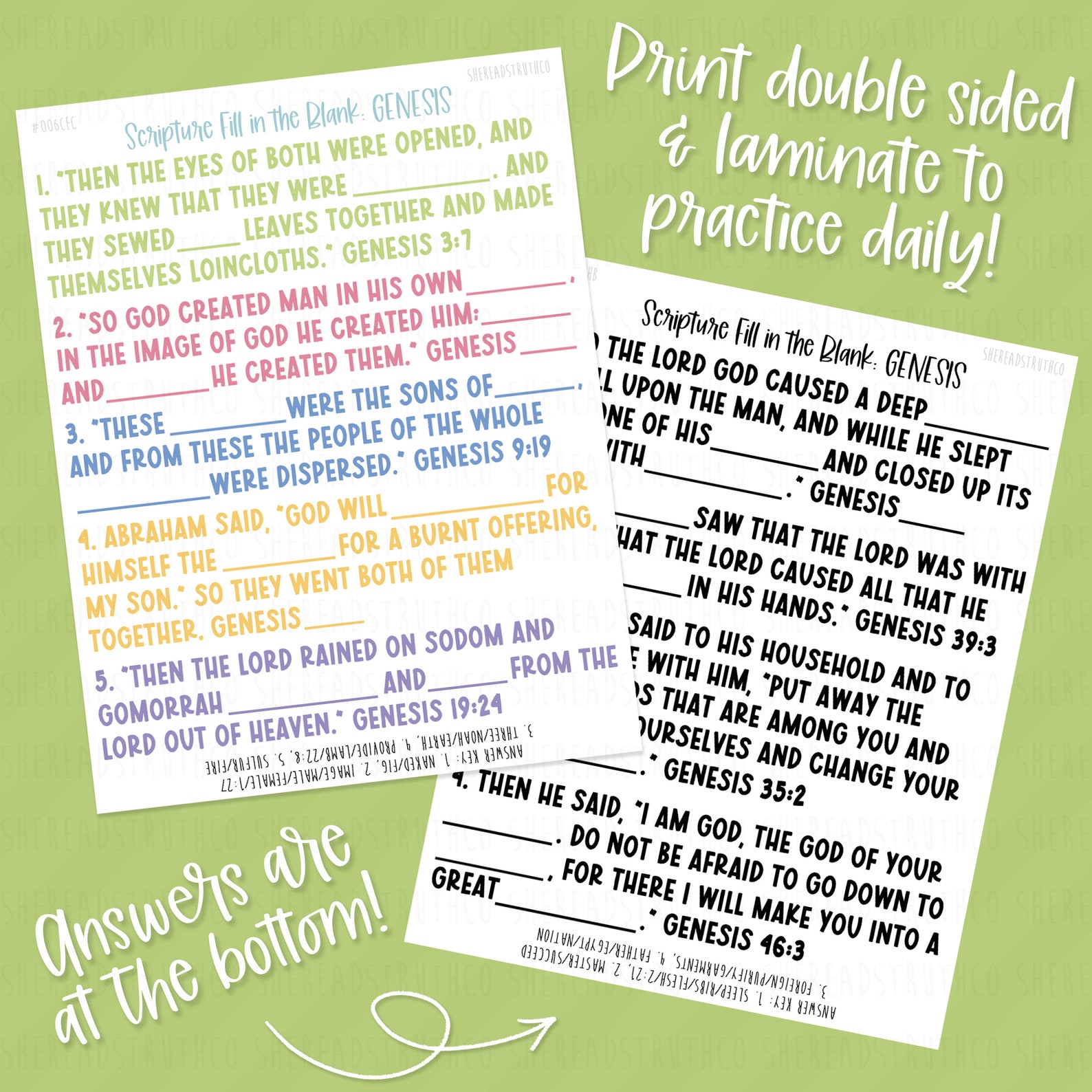 PRINTABLE Genesis BIG Bundle Scripture Fill in the Blank, Scripture ...